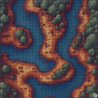 twin river path battle map with Rain