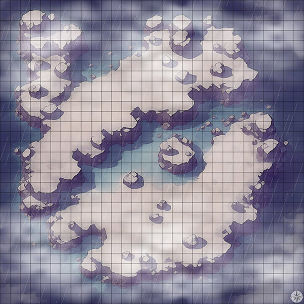 Frozen Island map with mist and rain