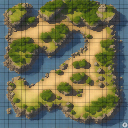 Grassy Island with Inlet battle map