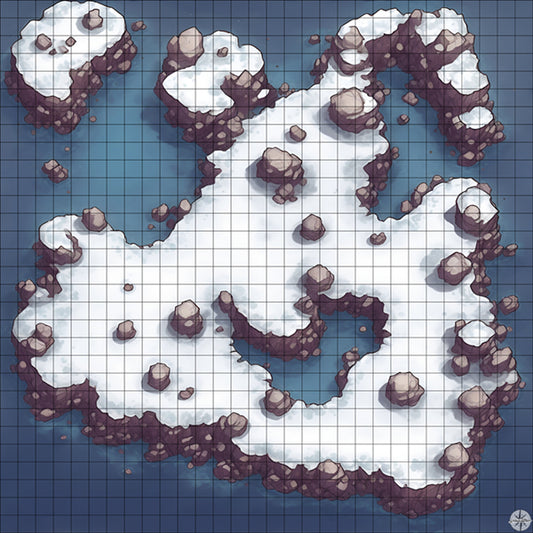 snowy rocky island battle map