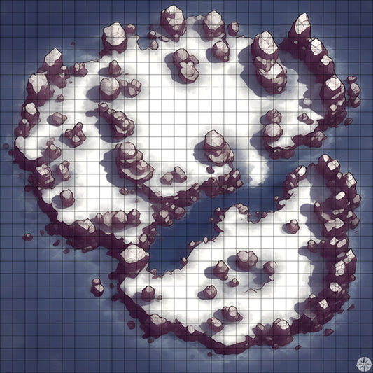 snowy island with inlet battle map