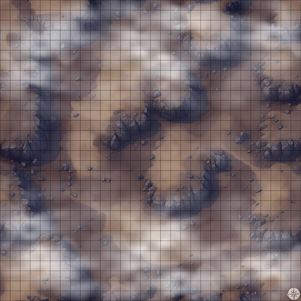 Desert Cliffside Clearing map night time with mist