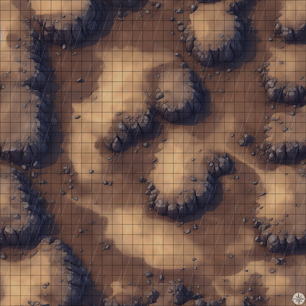 Desert Cliffside Clearing map with rain