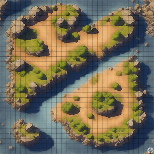 twin islands with cliffs battle map