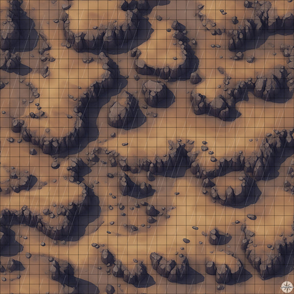 Desert Mountainside map with rain