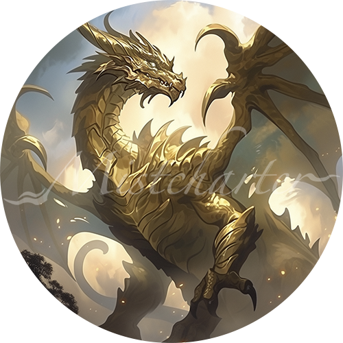 Dragoon Token Adult Gold Dragon Game Tokens for VTT and TTRPG | Mistcharter Maps
