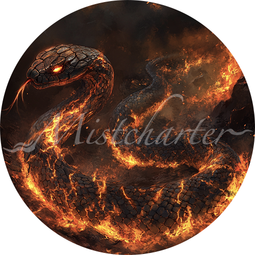 Fire Snake Game Tokens for VTT and TTRPG | Mistcharter Maps