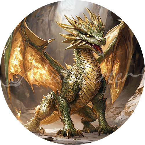 Green Dragon Wyrmling game token for DND