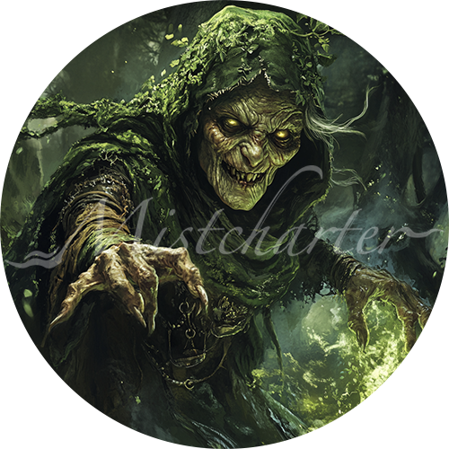 Green Hag game token for DND