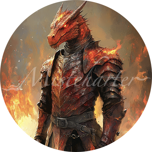 Half-Red Dragon Veteran game token for DND