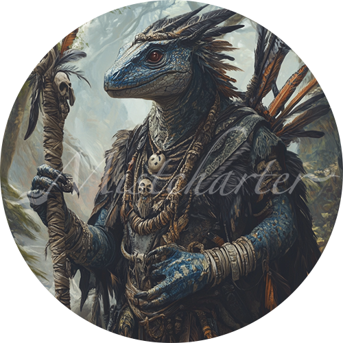Lizardfolk Shaman Game Tokens for VTT and TTRPG | Mistcharter Maps