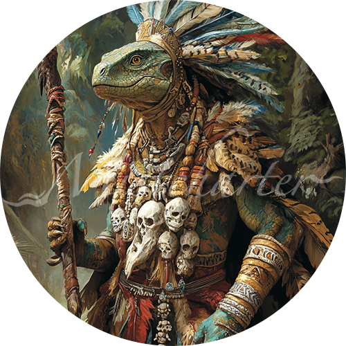 Lizardfolk Shaman game token for DND