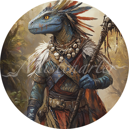 Lizardfolk Shaman Game Tokens for VTT and TTRPG | Mistcharter Maps