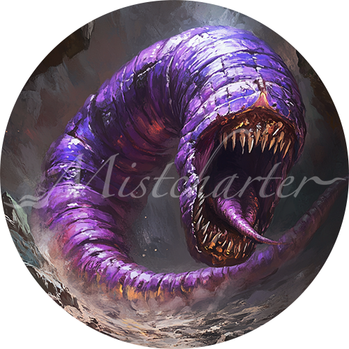 Purple Worm game token for DND