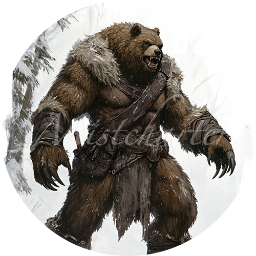 Werebear Game Tokens for VTT and TTRPG | Mistcharter Maps