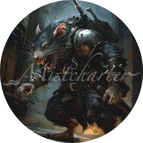 Wererat Game Tokens for VTT and TTRPG | Mistcharter Maps
