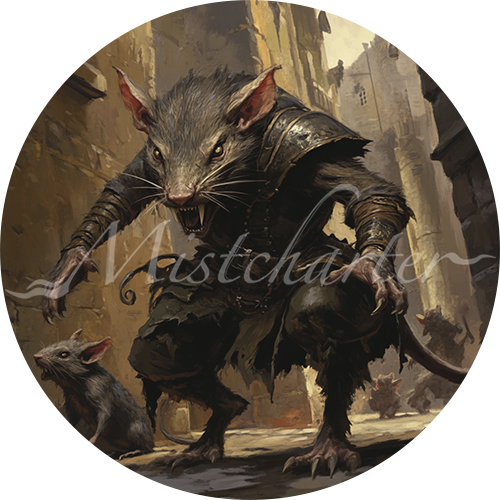 Wererat Game Tokens for VTT and TTRPG | Mistcharter Maps