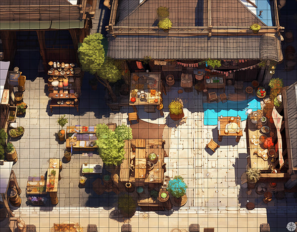 Old Town Marketplace Battlemap - TTRPG Map For D&D and Roll20 ...