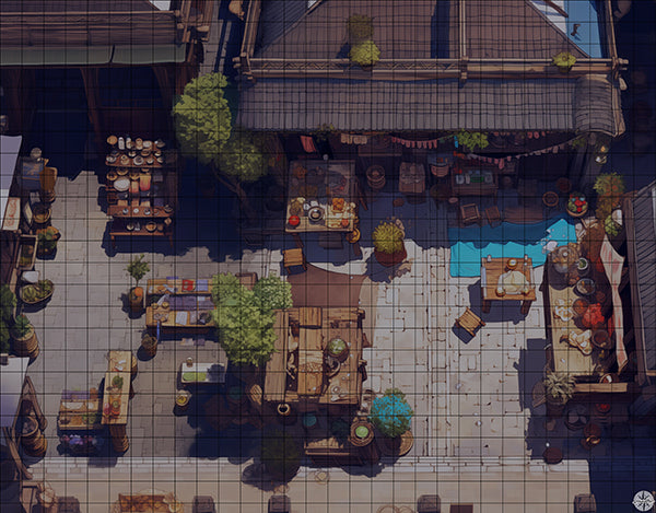 Old Town Marketplace Battlemap Night