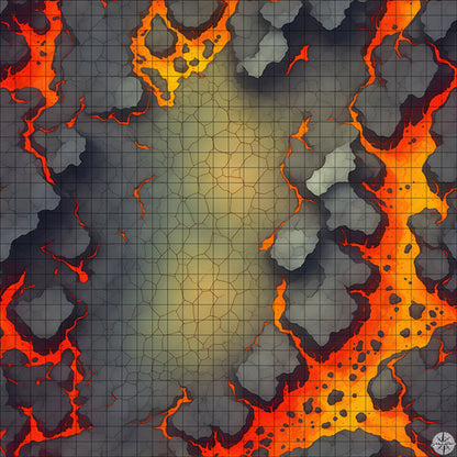 arena clearing with plateaus and lava battle map