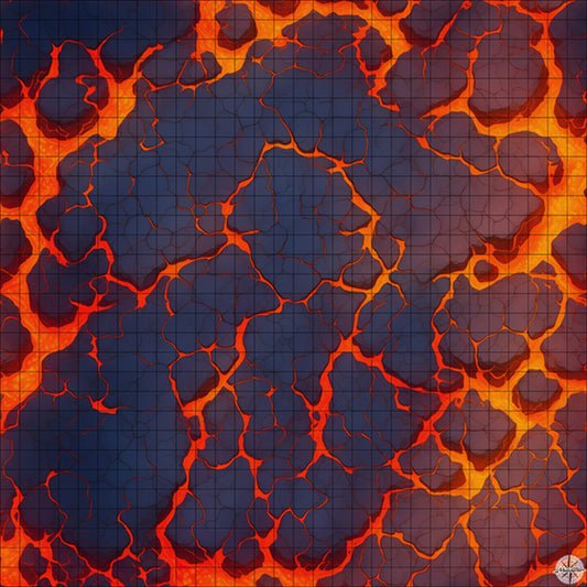black arena with lava rivers battle map