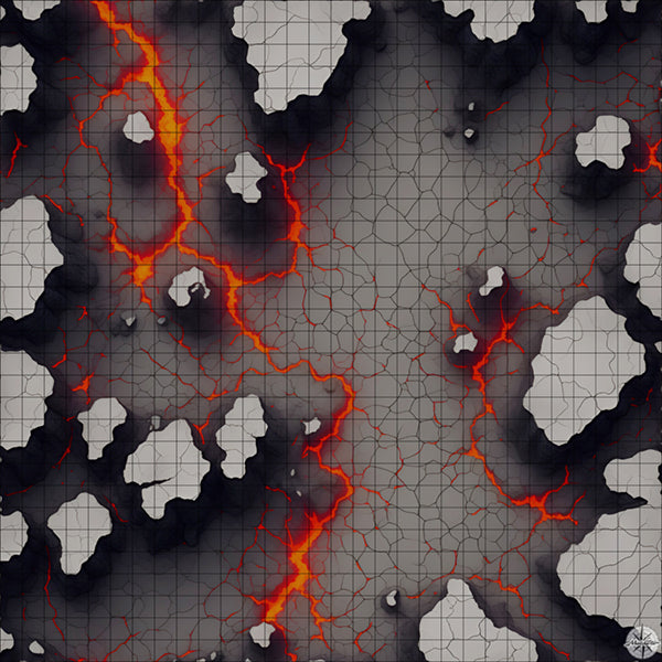 cracked grey plateau clearing with lava battle map