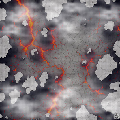 cracked grey plateau clearing with lava battle map with Mist