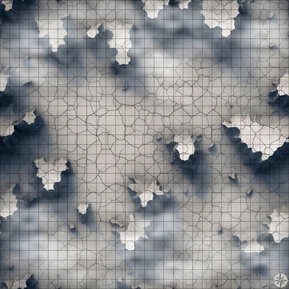 cracked grey plateau clearing battle map with Mist