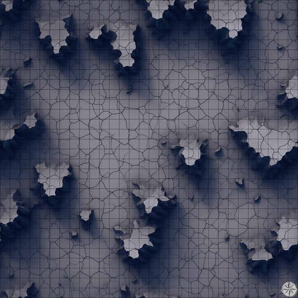 cracked grey plateau clearing battle map at Night time