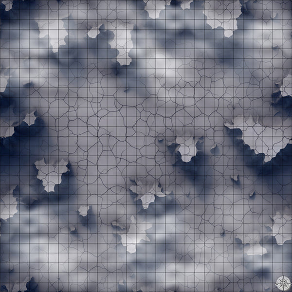 cracked grey plateau clearing battle map Night time with Mist