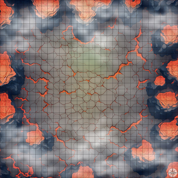 cracked volcano arena battle map with Mist