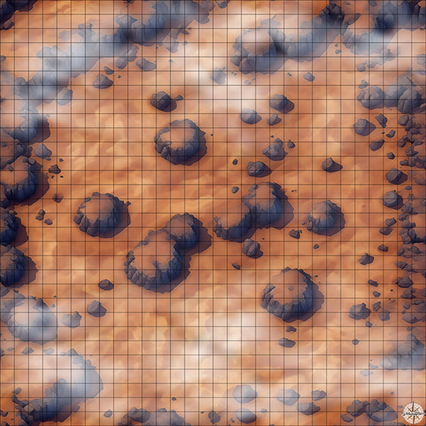 desert clearing with rocks battle map with Mist