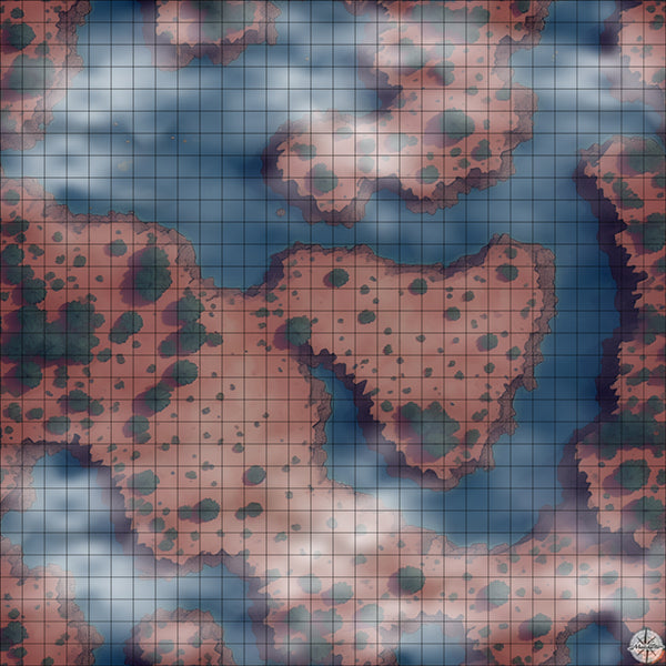 desert river with palm trees battle map Night time with Mist