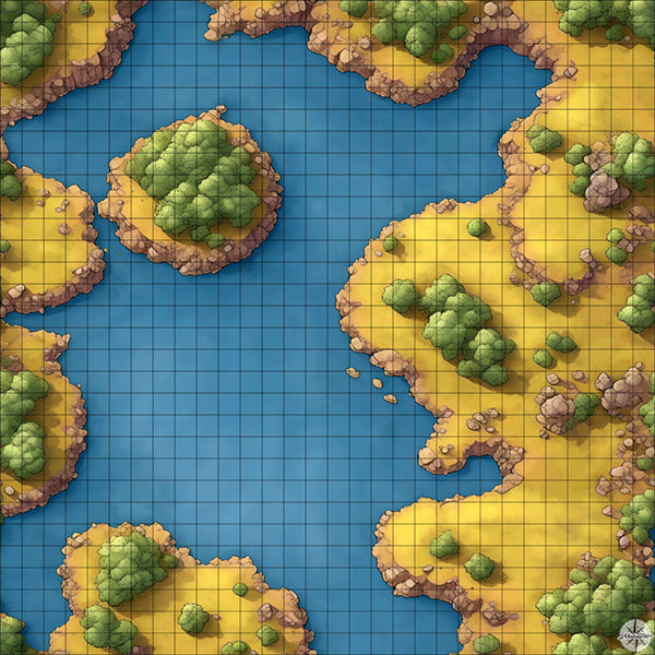 grasslands lake with islands battle map