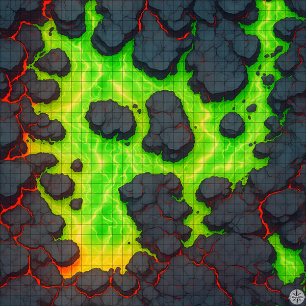 green lava lake with islands battle map
