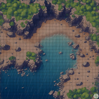 horseshoe beach with cliffs battle map night time with rain