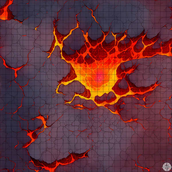 lava pool with cliffs battle map