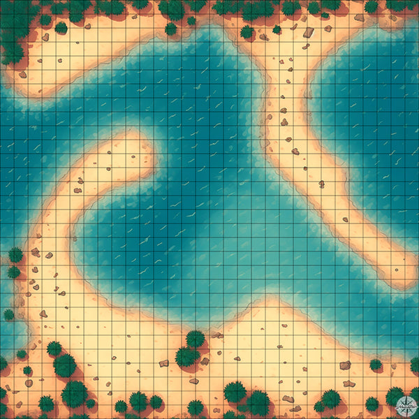 ocean beach with sand dunes and palm trees battle map