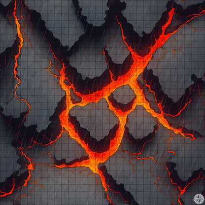 red lava with joining plateaus battle map with Rain
