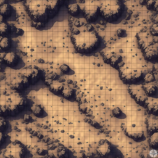 rocky mountain with desert plateaus battle map
