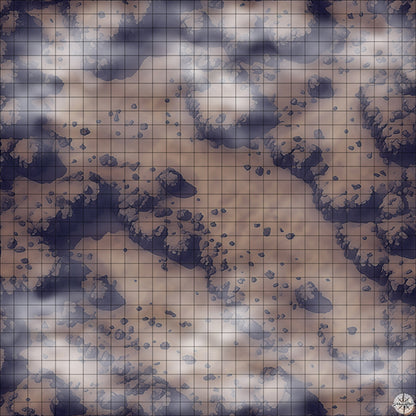 rocky mountain with desert plateaus battle map Night time with Mist