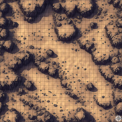 rocky mountain with desert plateaus battle map with Rain