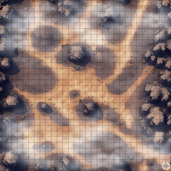 desert mountain clearing with rocky ground battle map with Mist