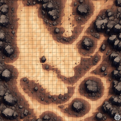 desert plateau with rocks battle map with Rain