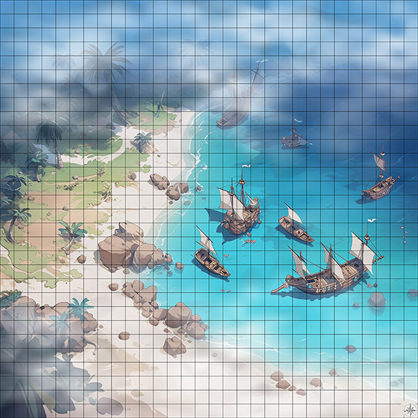 Pirate Wreck Beach Battlemap Mist