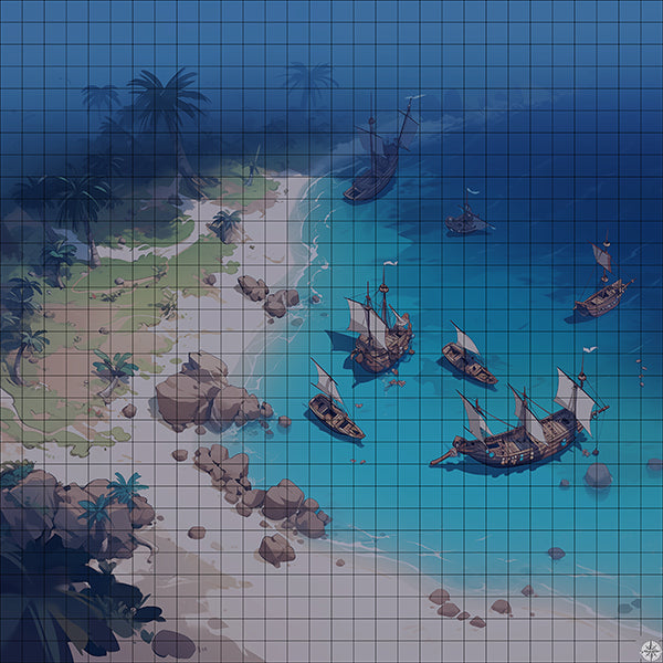 Pirate Wreck Beach Battlemap Night