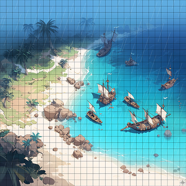 Pirate Wreck Beach Battlemap Rain