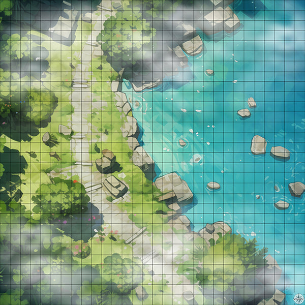 Serene Woodland Lake Glade Battlemap Mist