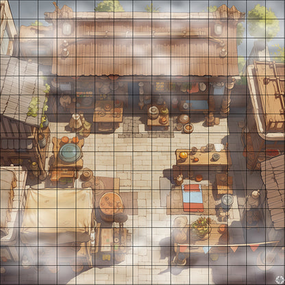 Sunrise Market Plaza Battlemap Mist