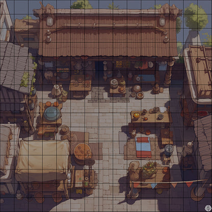 Sunrise Market Plaza Battlemap Night